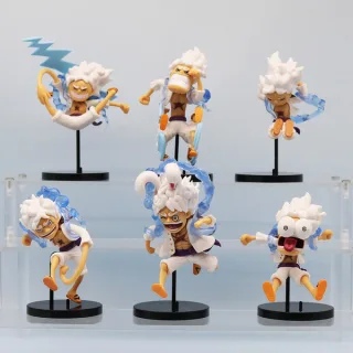 One Piece Luffy Gear 5 Transformation 6-Piece Mini Figures  – Joyboy Chibi Action Statues