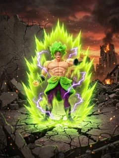 Dragon Ball Super Super Saiyan Broly Full Power Figure – Lime Green Hair Muscle Anime Statue