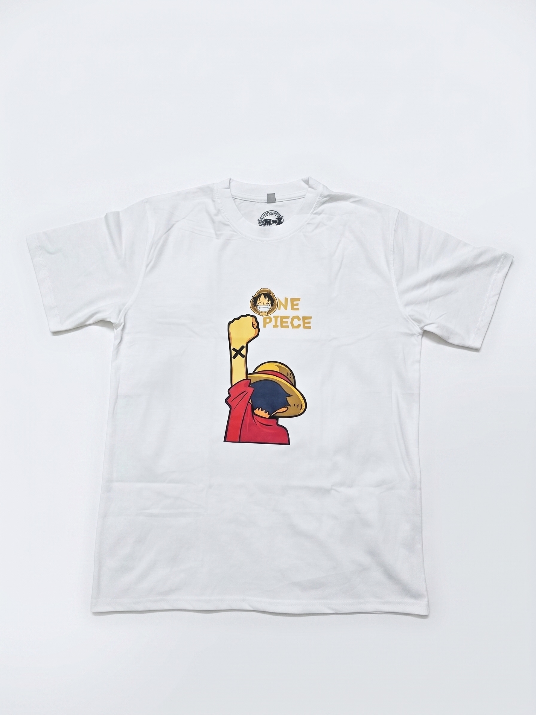 One to Z One Piece Luffy Alabasta Raised Fist White 180GSM Graphic T-Shirt – Printed Cotton Tee