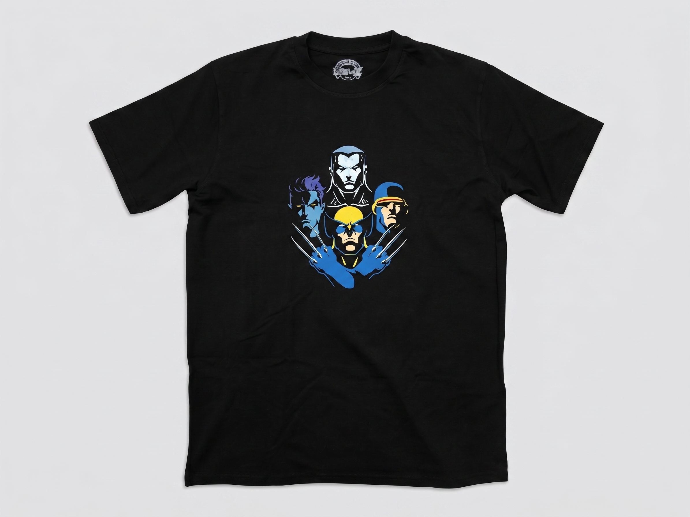 One to Z X-Men Team Black 180GSM Graphic T-Shirt – Wolverine Cyclops Beast Colossus Printed Cotton Tee